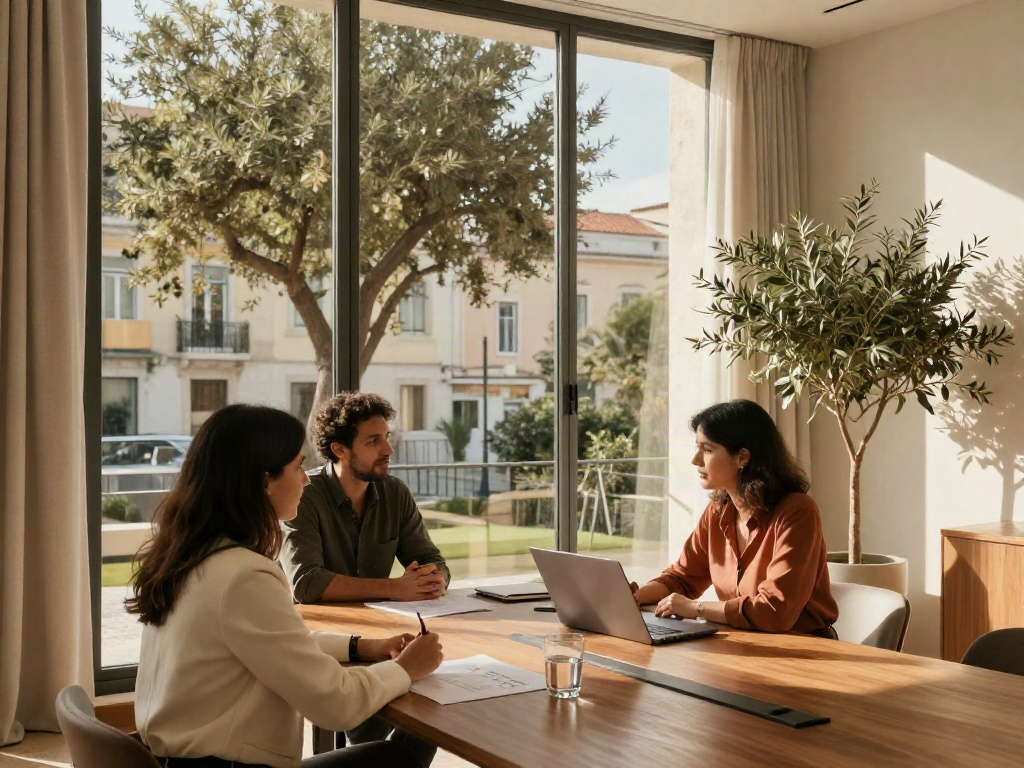 Consultants sharing perspectives during a strategy session in a sunlit office